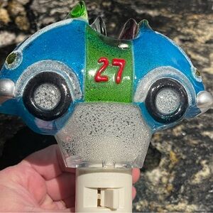 Blue and Green Race Car Night Light